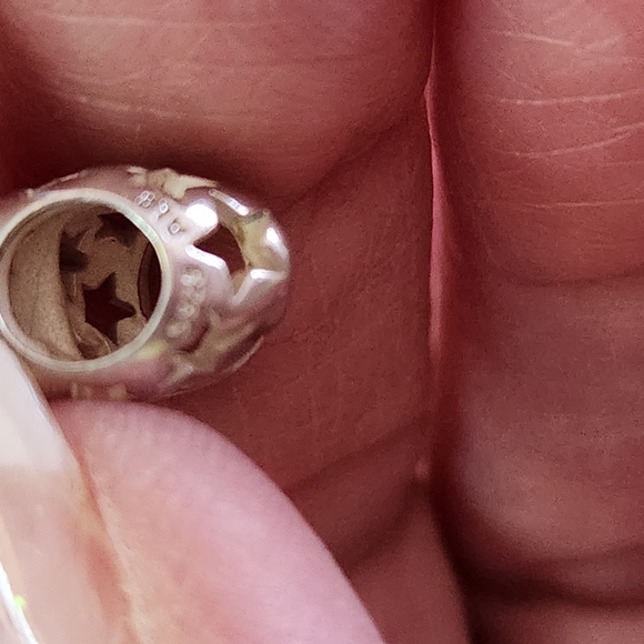 Pandora  pair ( 2 for 25.00)  heart shape with open stars - Picture 4 of 5